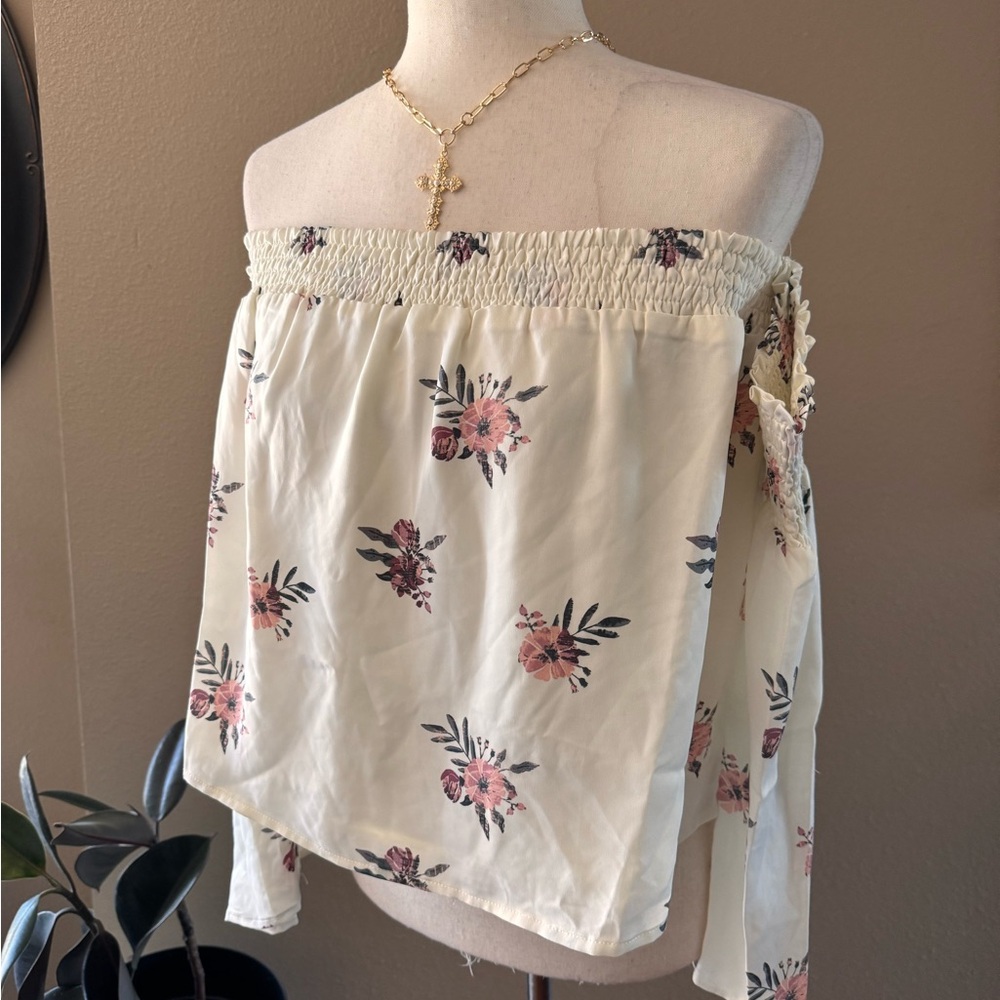 Off the shoulder floral print blouse boho summer style - Picture 8 of 9